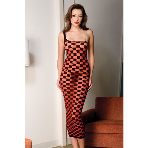 Vestito lungo Music Legs con design a quadri neri