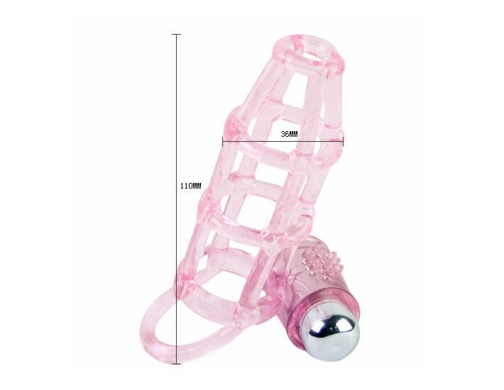 Anello e cover in silicone Sweet 10 ritmi per il pene rosa.