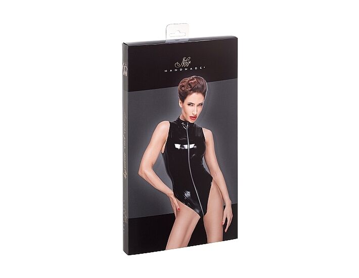 Body con cerniera in PVC - nero