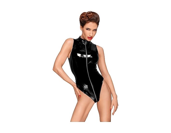 Body con cerniera in PVC - nero