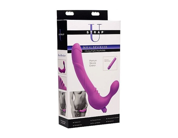 Imbracatura revolver Royal con dildo vibrante in silicone - viola