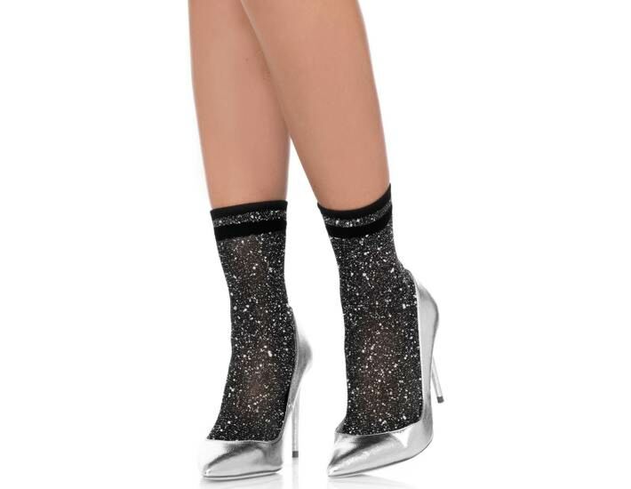 Calze alla caviglia in lurex a strisce argento Leg avenue