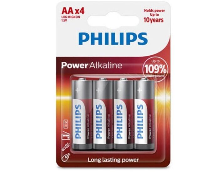 Batterie alcaline AA LR6 Power, Confezione da 4 unità