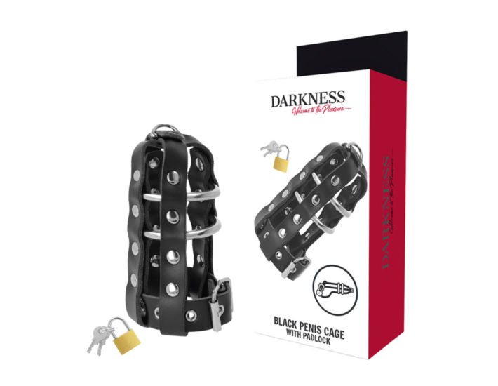 Cage in pelle con lucchetto DarkLock