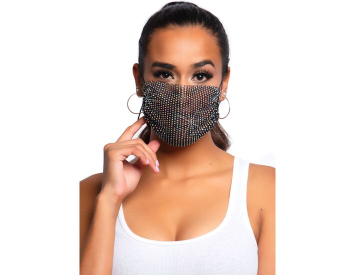 Mascherina Glamour con Strass - Nero