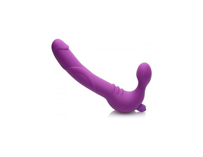 Imbracatura revolver Royal con dildo vibrante in silicone - viola