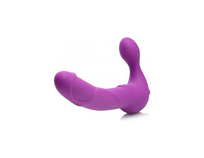 Imbracatura revolver Royal con dildo vibrante in silicone - viola