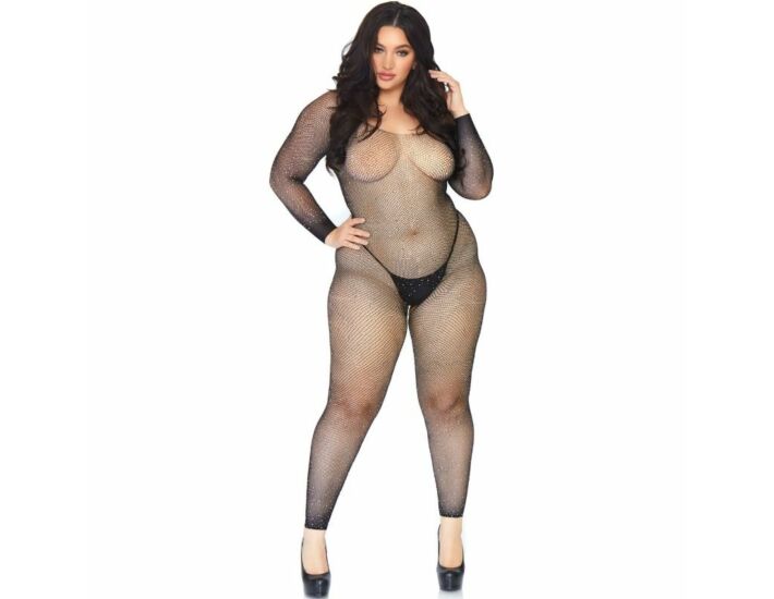 Body avenue per gambe in rosso con brillante 1x-2x