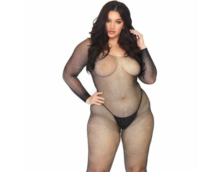 Body avenue per gambe in rosso con brillante 1x-2x