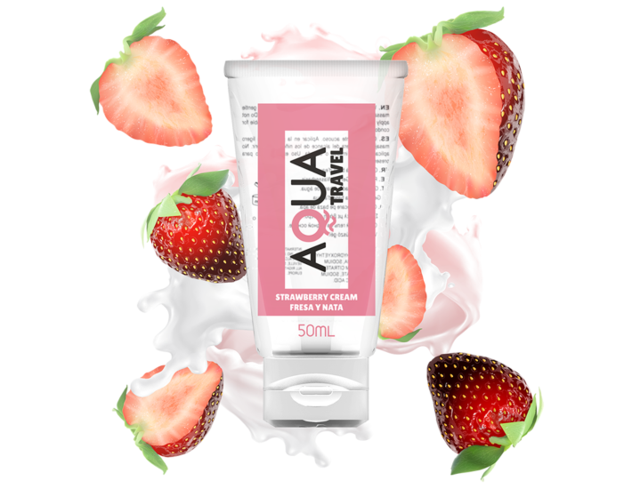 Acqua Travel - Lubrificante a Base d'Acqua al Gusto di Fragola e Panna - 50 ml
