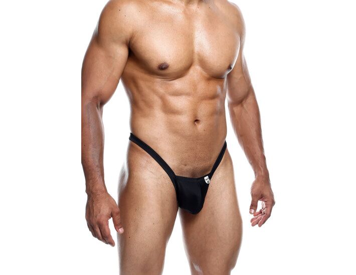 Tanga nera con applicazioni di strass - Abbigliamento seducente per serate speciali