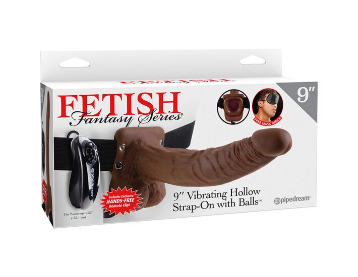 Pene vibrante realistico con arns 24 cm marrn