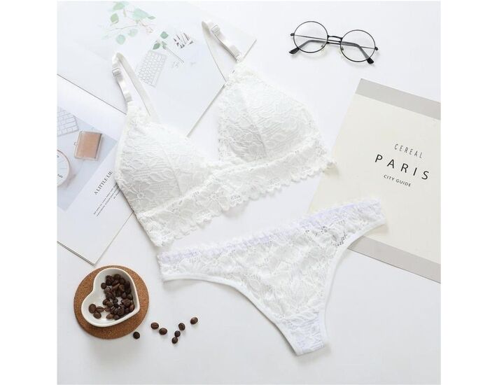 Set in pizzo floreale - Bianco