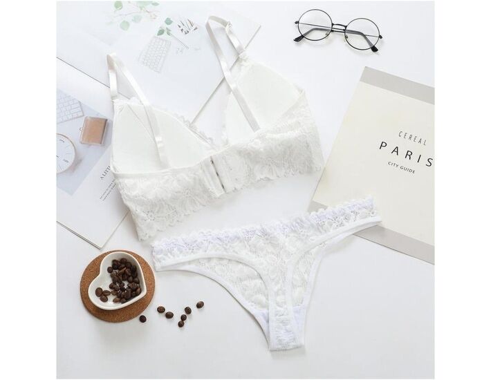 Set in pizzo floreale - Bianco