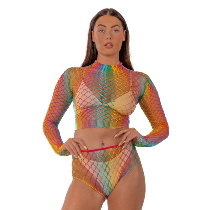 Set di Lingerie Lace Rainbow Crop Top e Bottoms Set di Lingerie Lace Rainbow Crop Top e Bottoms