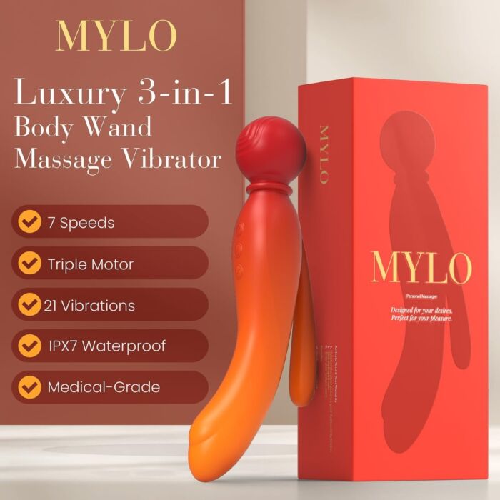 Vibratore MYLO 3-in-1 Body Wand Massager per il benessere Vibratore MYLO 3-in-1 Body Wand Massager per il benessere