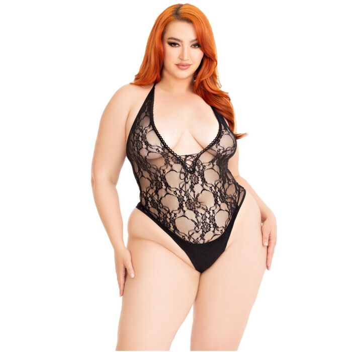 Teddy Leg Avenue Floral Lace con scollatura profonda