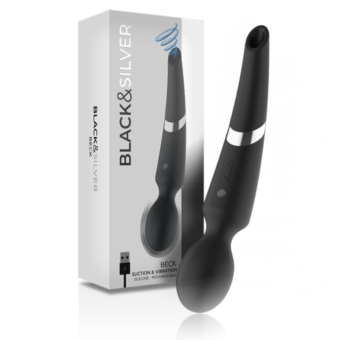 Vibratore Beck con Ventosa BLACK&SILVER 2 in 1 Vibratore Beck con Ventosa BLACK&SILVER 2 in 1