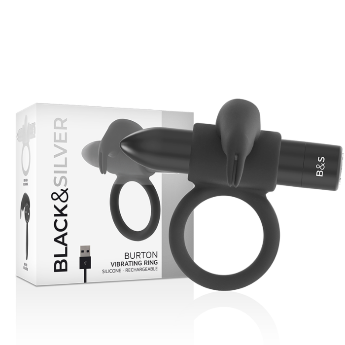 Anello vibrante BLACK&SILVER BURTON 10 modalità nero Anello vibrante BLACK&SILVER BURTON 10 modalità nero