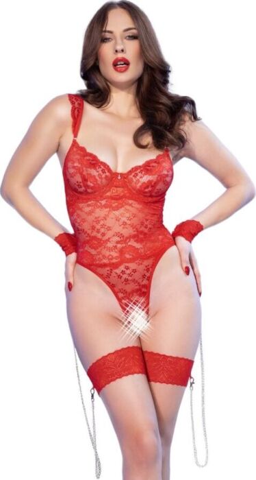 Body Crotchless Chilirose CR 4881 Rosso Sensuale