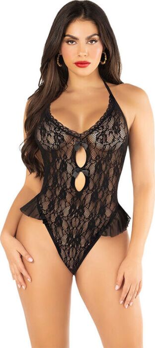 Body Leg Avenue Lazos e Volantini Nero Elegante Body Leg Avenue Lazos e Volantini Nero Elegante