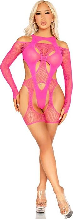 Body Rejilla Leg Avenue Neon Rosa con Arnés Body Rejilla Leg Avenue Neon Rosa con Arnés