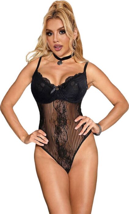Body Nero SUBBLIME con Design Aperto Crotchless Body Nero SUBBLIME con Design Aperto Crotchless