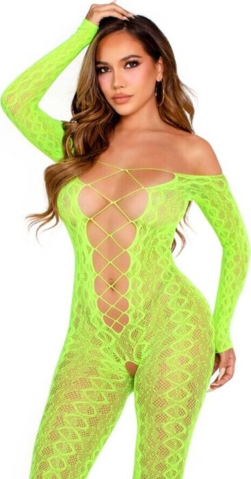 Bodystocking Leg Avenue Verde Neon Senza Piedi