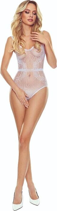 Bodystocking Passion BS115 Bianco - Eleganza Seducente