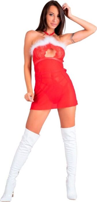 Camicia e Tanga Livco Corsetti Natale Rosso