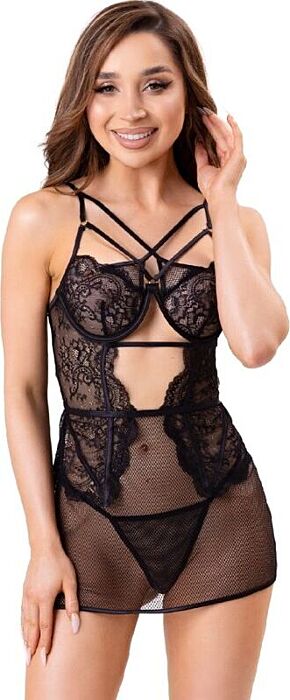 Camicia + Tanga Nero Livco Corsetti Cielo Elegante