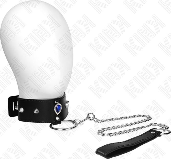 Collare KINK con Correa e Diamanti Blu 65 cm