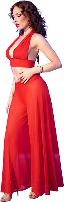 Set Top e Pantaloni Chilirose CR 4857 Rosso
