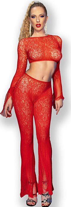 Lenceria Chilirose CR 4648 Top e Pantaloni Rosso