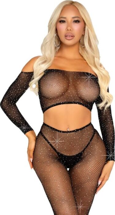 Crop Top e Legging Leg Avenue Rejilla Glamour