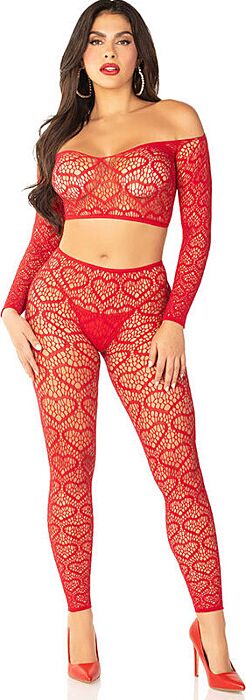 Crop Top e Medias Leg Avenue Rosso Unico Crop Top e Medias Leg Avenue Rosso Unico