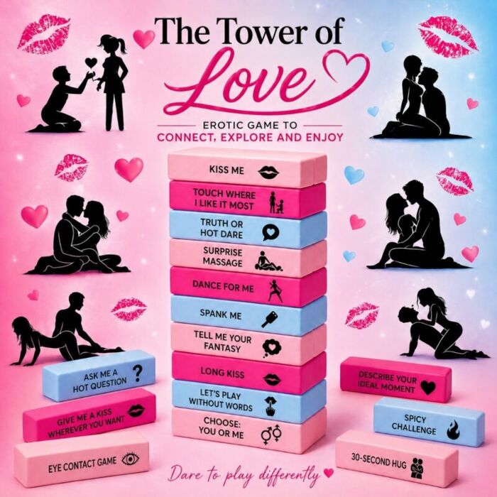Gioco di coppia Diverty Sex Love Tower con sfide erotiche Gioco di coppia Diverty Sex Love Tower con sfide erotiche