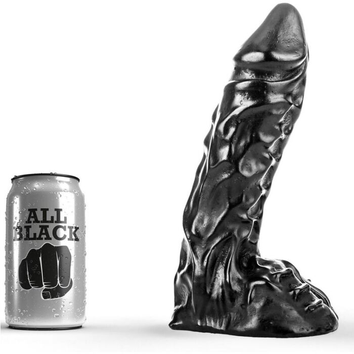 Dildo All Black 23 cm con venature dettagliate Dildo All Black 23 cm con venature dettagliate