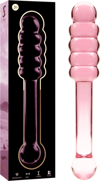 Dildo in vetro rosa nebuloso 20