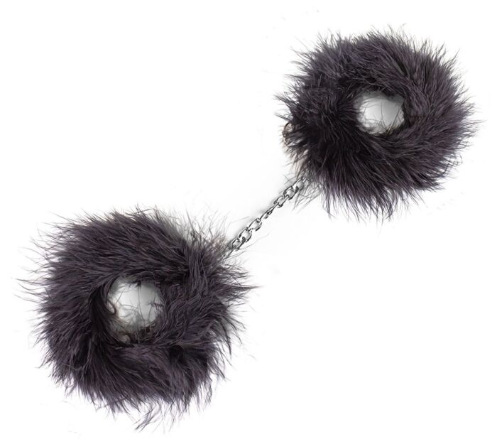 Manette SECRETPLAY con piume nere per bondage leggero Manette SECRETPLAY con piume nere per bondage leggero