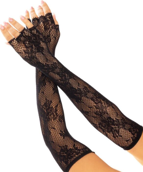 Guanti Senza Dita Leg Avenue Floral Nero Eleganti Guanti Senza Dita Leg Avenue Floral Nero Eleganti