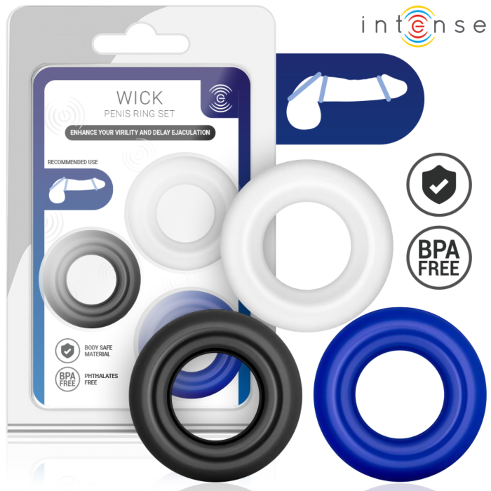 Anelli per il pene INTENSE FOR HIM Set di 3 colori vari Anelli per il pene INTENSE FOR HIM Set di 3 colori vari
