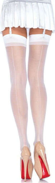 Leg avenue medias con costura trasera blancas
