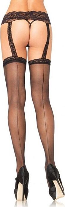 Leg avenue medias con costura trasera y liguero de encaje Leg avenue medias con costura trasera y liguero de encaje
