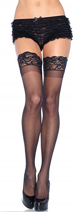 Leg avenue medias negras con silicona y encaje Leg avenue medias negras con silicona y encaje