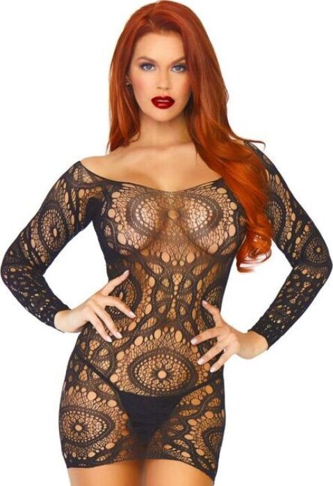 Mini Abito Lenceria Leg Avenue in Pizzo Maniche Lunghe