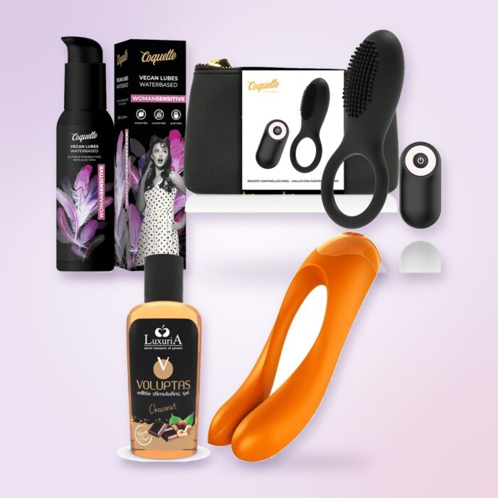 Kit premium per coppie con anello vibrante e vibratore da dito Kit premium per coppie con anello vibrante e vibratore da dito