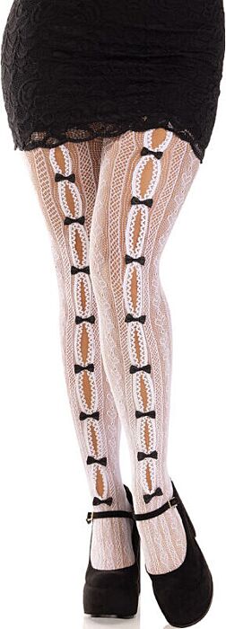 Medias Leg Avenue Cuore e Fiocchi Bianche