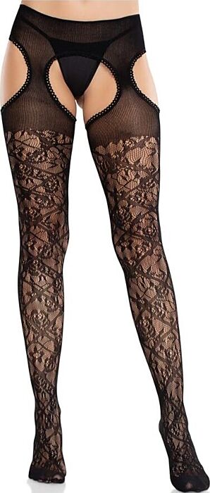 Medias Leg Avenue Floral Nero Eleganza Sensuale