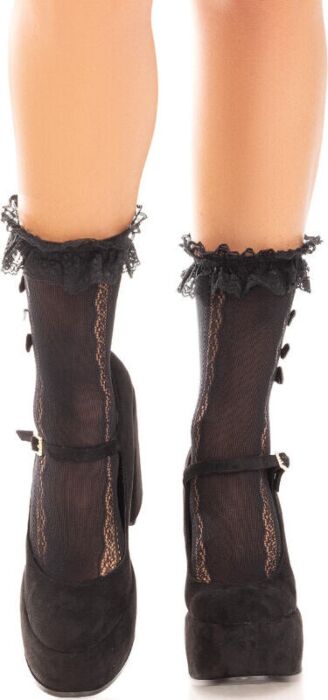 Medias Tobilleras Leg Avenue Volantini Nero